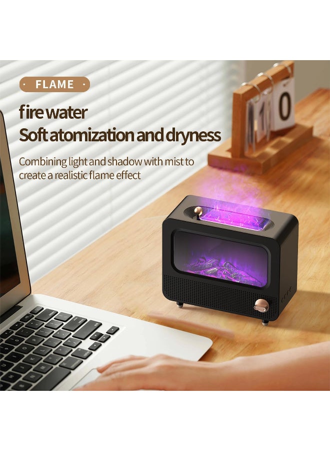 Fireplace Colorful Fire Flame Diffuser, 260ml Flame Fire Diffuser with White Noise and Auto Off Protection, Ultra-Quiet Aroma Essential Oils Aromatherapy Diffuser, for Room, Bedroom, Office (Black) - Image 2